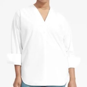 NWT Everlane Poplin V-Neck Popover White Tunic Shirt 8